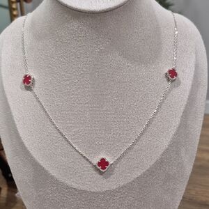 Elegant Silver Necklace with Red Accents